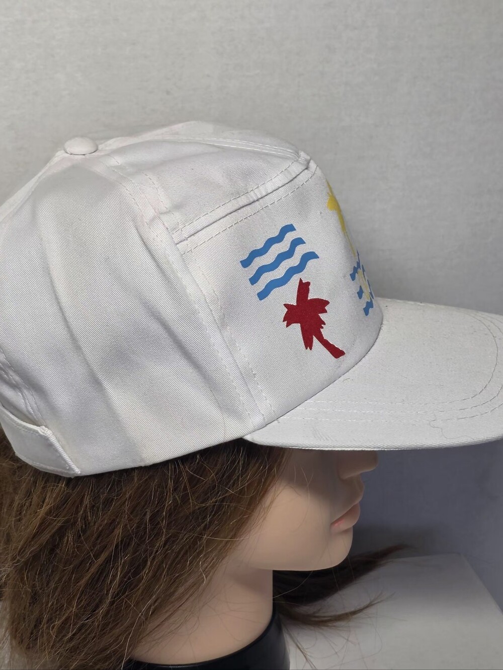 New Vintage Ocean Pacific Hat Waves & Palm Trees White Velcro Back Baseball Hat - Picture 3 of 8
